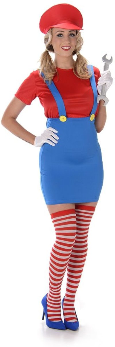 Super Mario Bros Kostuum | Maria Loodgieter Computerspel | Vrouw | XL | Carnaval kostuum | Verkleedkleding